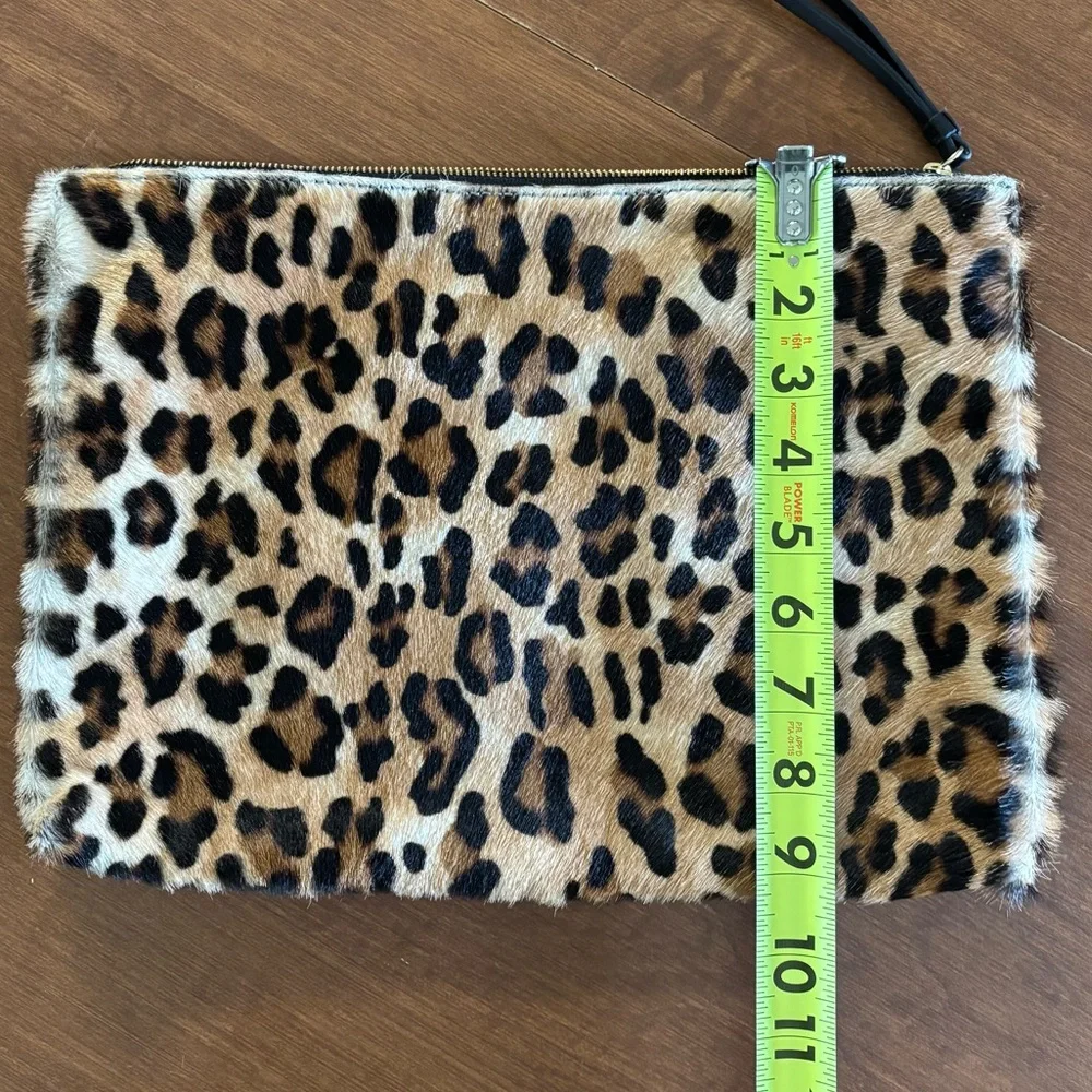 Banana Republic calf hair animal print and leather large zippered pouch - Picture 6 of 7